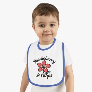 "Pondicherry Je T’aime" Baby Bib – Cute Floral Design, Perfect Baby Shower Gift, Toddler Feeding Essential