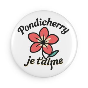 Pondicherry Love Button Magnet, Floral Gift, Home Decor, Souvenir, Floral Magnet for Fridge