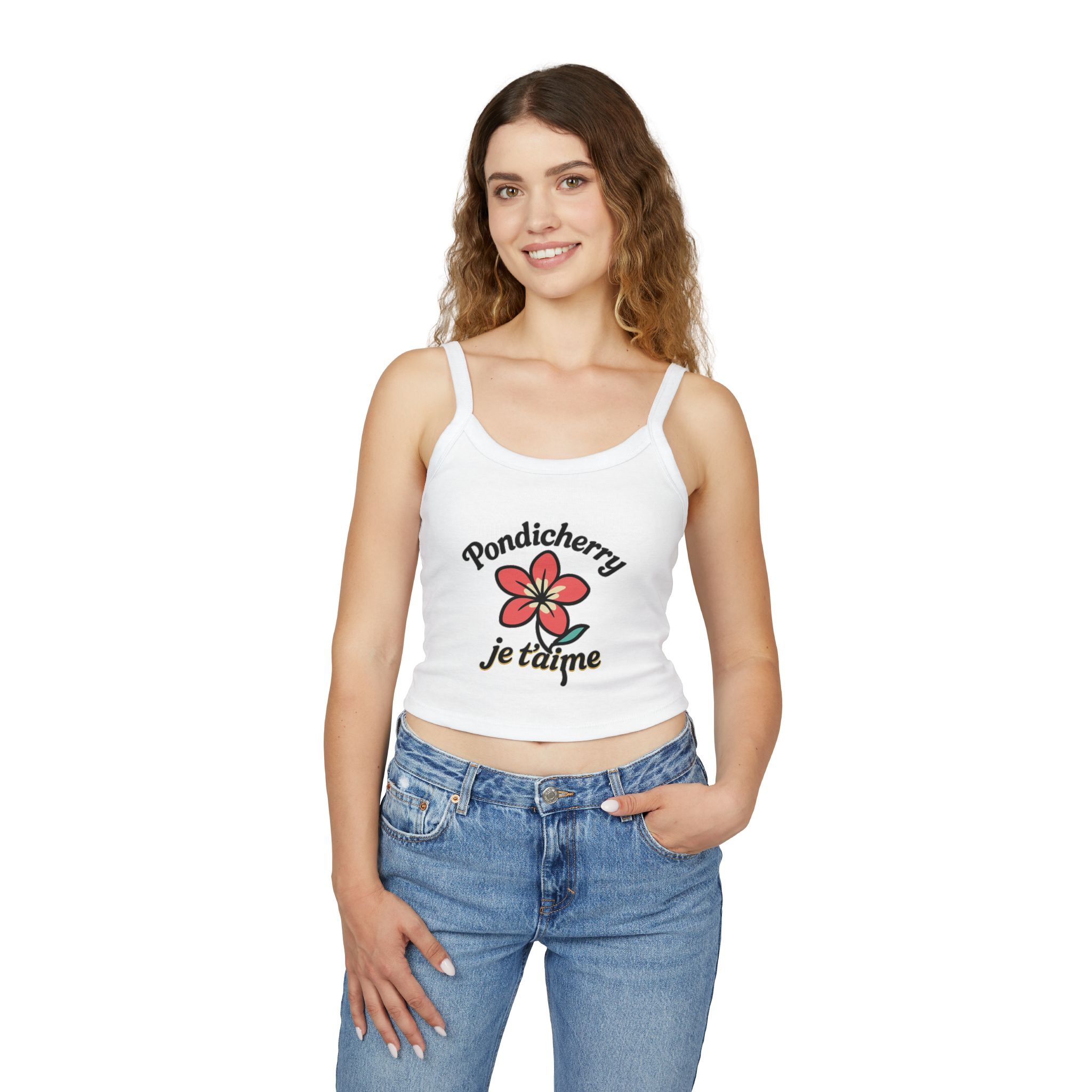 Pondicherry Je t’aime – Women’s Spaghetti Strap Tank Top - Image 5