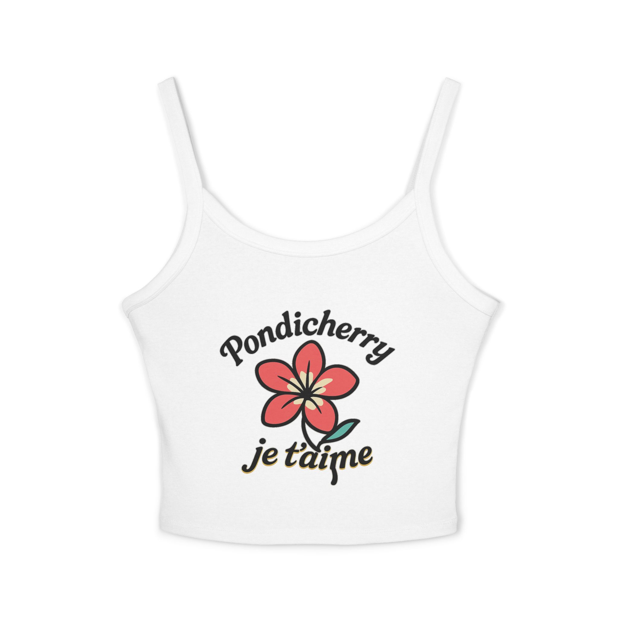 Pondicherry Je t’aime – Women’s Spaghetti Strap Tank Top - Image 6