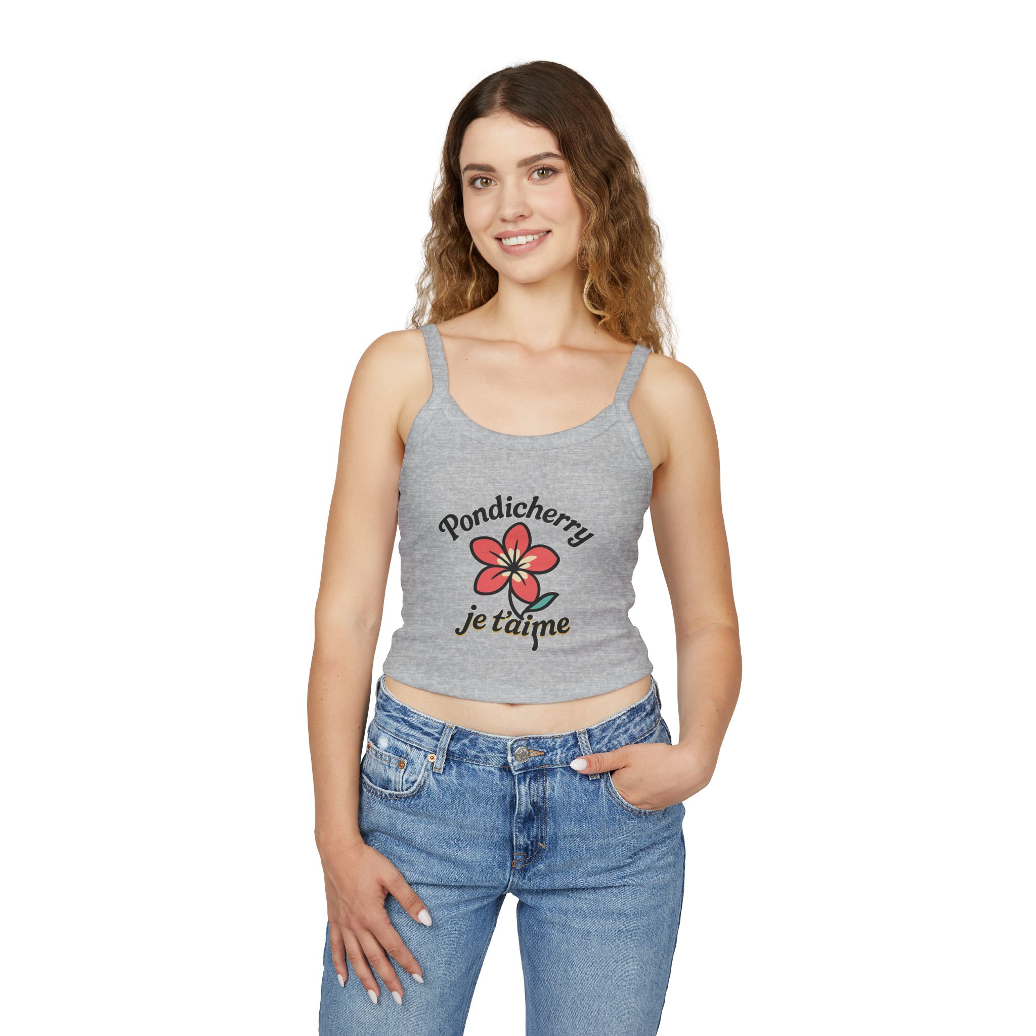 Pondicherry Je t’aime – Women’s Spaghetti Strap Tank Top - Image 15