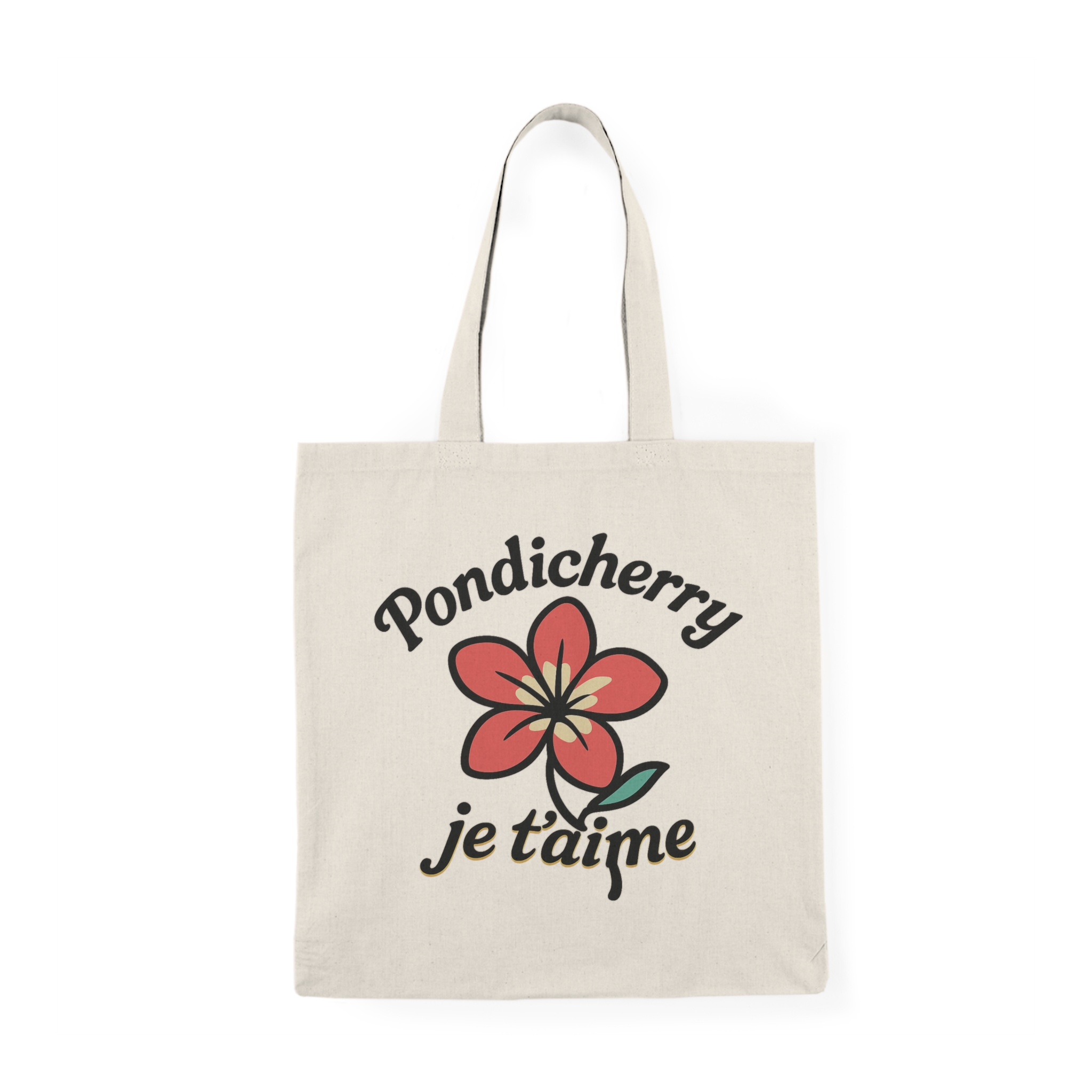 Pondicherry Je t’aime – Natural Cotton Tote Bag - Image 2