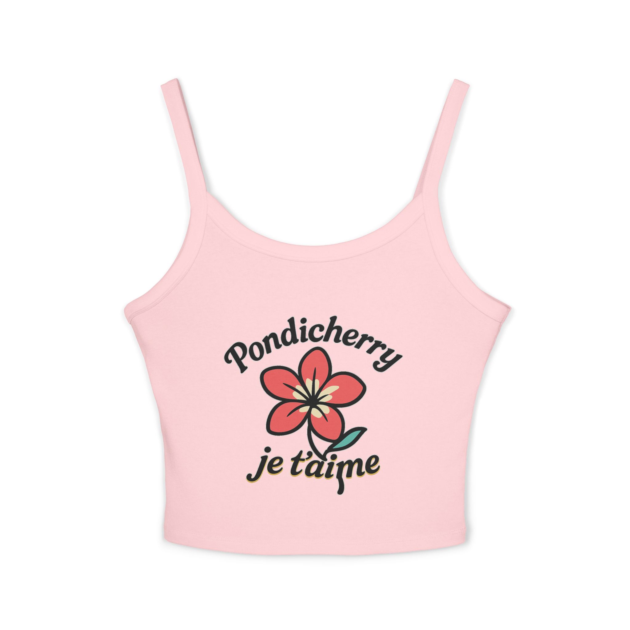 Pondicherry Je t’aime – Women’s Spaghetti Strap Tank Top - Image 2