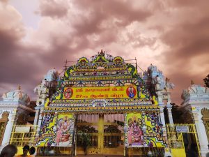 Gilded vimanam and temple tower of Sri Lakshmi Narayani Golden Temple in Vellore